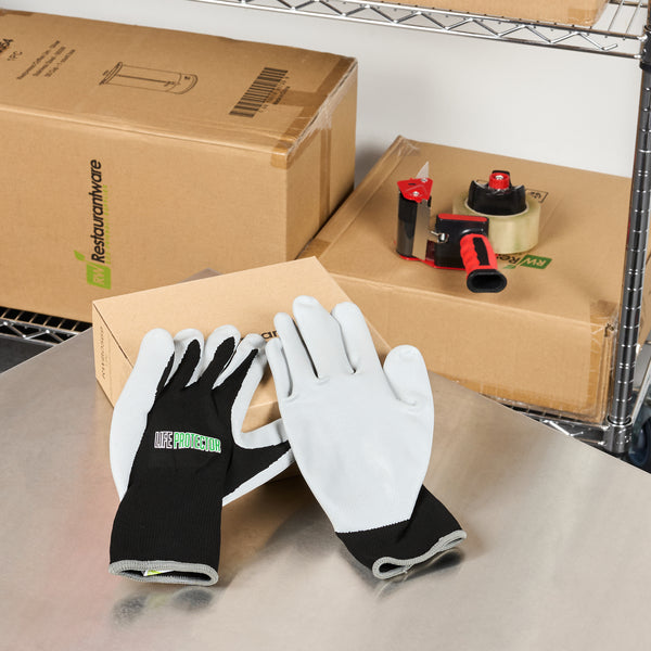 Restaurantware Life Protector Black Nylon Extra Large Work Gloves - With Foam Nitrile Palm Coating - Pair - 10 Count Box
