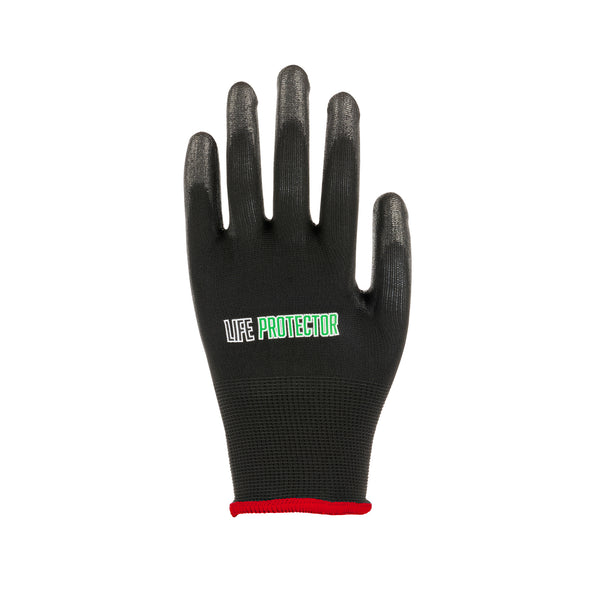 Restaurantware Life Protector Black Nylon Small Work Gloves - With Polyurethane Palm Coating - Pair - 10 Count Box