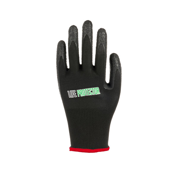 Restaurantware Life Protector Black Nylon Small Work Gloves - With Crinkle Latex Palm Coating - Pair - 10 Count Box