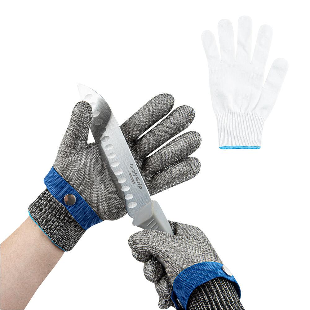 restaurantware Life Protector Fiber / Stainless Steel Mesh Large Cut-Resistant Glove - Level 9 Food Safe - 9 3/4" x 4 1/4" - 1 count box