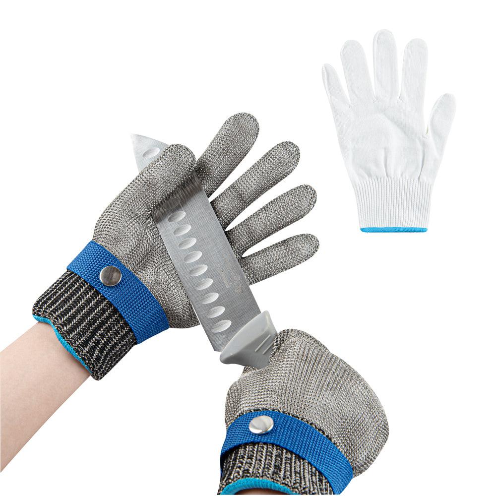 restaurantware Life Protector Fiber / Stainless Steel Mesh Medium Cut-Resistant Glove - Level 9 Food Safe - 9 1/4" x 4" - 1 count box
