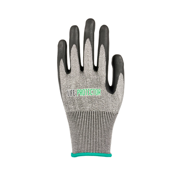 Restaurantware Life Protector Gray HPPE Polyester / Spandex Medium Work Gloves - Ultra-Thin Foam Nitrile Palm Coating Cut-Resistant - Pair - 10 Count Box