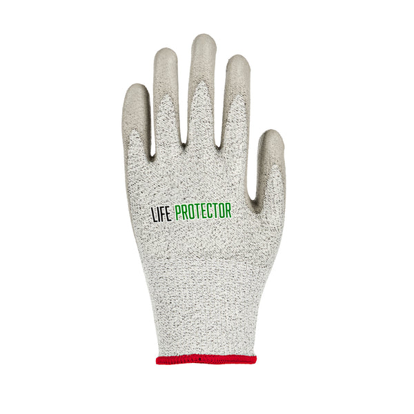 Restaurantware Life Protector Gray HPPE Polyester / Spandex Small Work Gloves - With Polyurethane Palm Coating Cut-Resistant - Pair - 10 Count Box