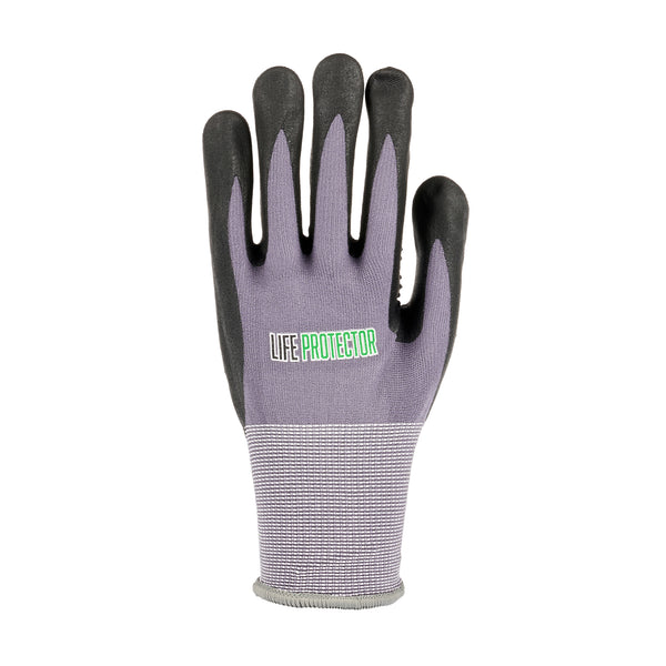 Restaurantware Life Protector Gray Nylon / Spandex Extra Large Work Gloves - With Ultra-Thin Foam Nitrile Palm Coating And Dots - Pair - 10 Count Box