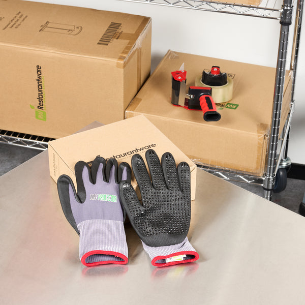Restaurantware Life Protector Gray Nylon / Spandex Small Work Gloves - With Ultra-Thin Foam Nitrile Palm Coating And Dots - Pair - 10 Count Box