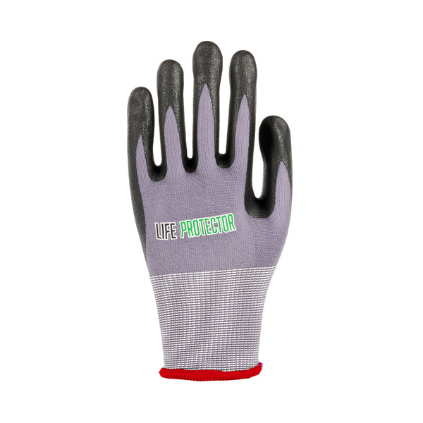 Restaurantware Life Protector Gray Nylon / Spandex Small Work Gloves - With Ultra-Thin Foam Nitrile Palm Coating And Dots - Pair - 10 Count Box