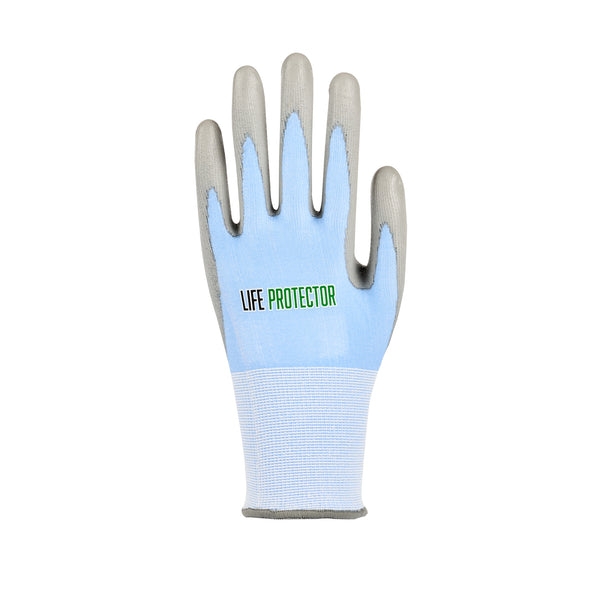 Restaurantware Life Protector Light Blue Diamond Blend Extra Large Work Gloves - With Foam Polyurethane Palm Coating Cut-Resistant - Pair - 10 Count Box