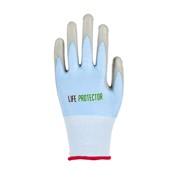 Restaurantware Life Protector Light Blue Diamond Blend Small Work Gloves - With Foam Polyurethane Palm Coating Cut-Resistant - Pair - 10 Count Box