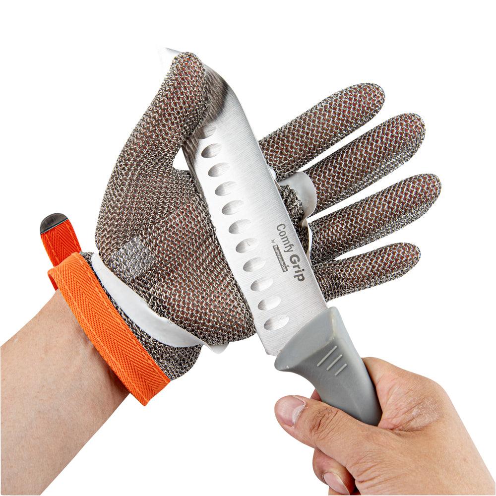 restaurantware Life Protector Stainless Steel Mesh Extra Large Cut-Resistant Glove - Level 9 Food Safe - 10 1/4" x 5 1/4" - 1 count box