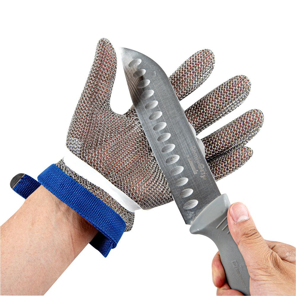 restaurantware Life Protector Stainless Steel Mesh Large Cut-Resistant Glove - Level 9 Food Safe - 10" x 5" - 1 count box