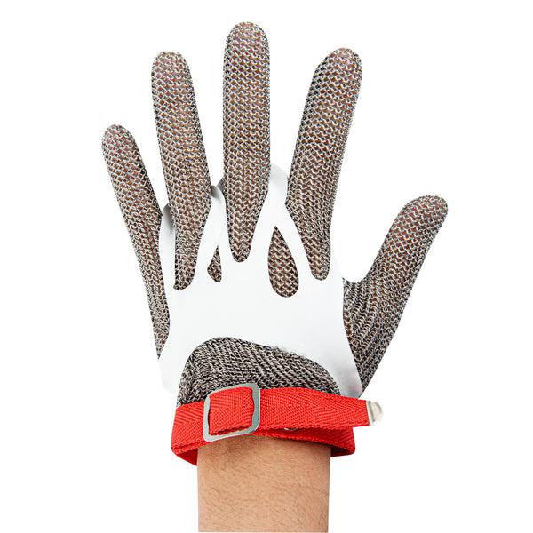 Restaurantware Life Protector Stainless Steel Mesh Medium Cut-Resistant Glove - Level 9 Food Safe - 9 3/4" X 4 3/4" - 1 Count Box