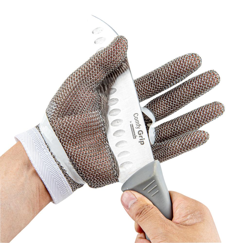 restaurantware Life Protector Stainless Steel Mesh Small Cut-Resistant Glove - Level 9 Food Safe - 9 1/4" x 4 3/4" - 1 count box