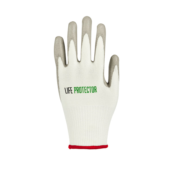 Restaurantware Life Protector White HPPE Polyester / Spandex Small Work Gloves - With Polyurethane Palm Coating Cut-Resistant - Pair - 10 Count Box