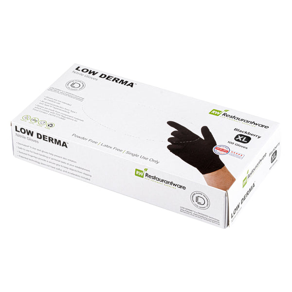 Restaurantware Low Derma Blackberry Extra Large Nitrile Gloves - Hypoallergenic Non-Sterile Powder-Free - 1000 Count Box