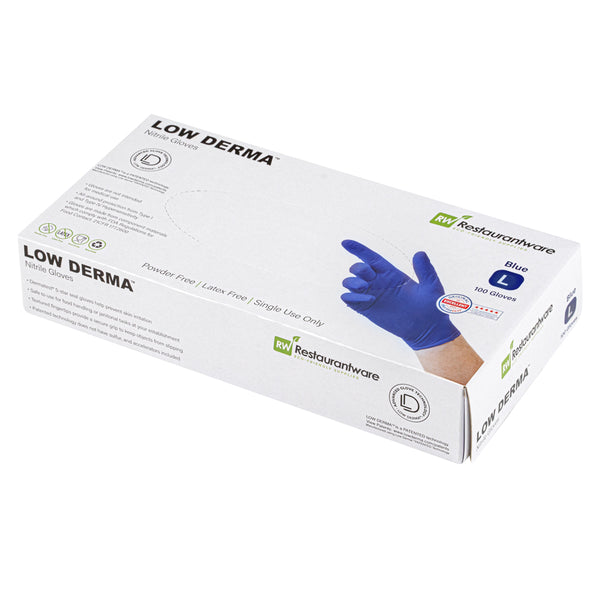 Restaurantware Low Derma Blue Large Nitrile Gloves - Hypoallergenic Non-Sterile Powder-Free - 1000 Count Box