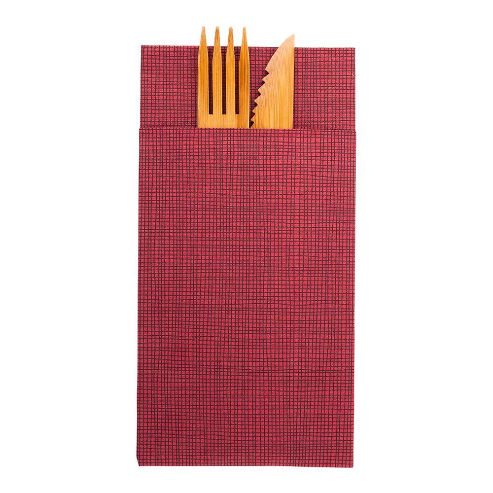 restaurantware Luxenap Bordeaux Paper Napkin - Kangaroo Air Laid with Black Threads - 15 3/4" x 15 3/4" - 800 count box