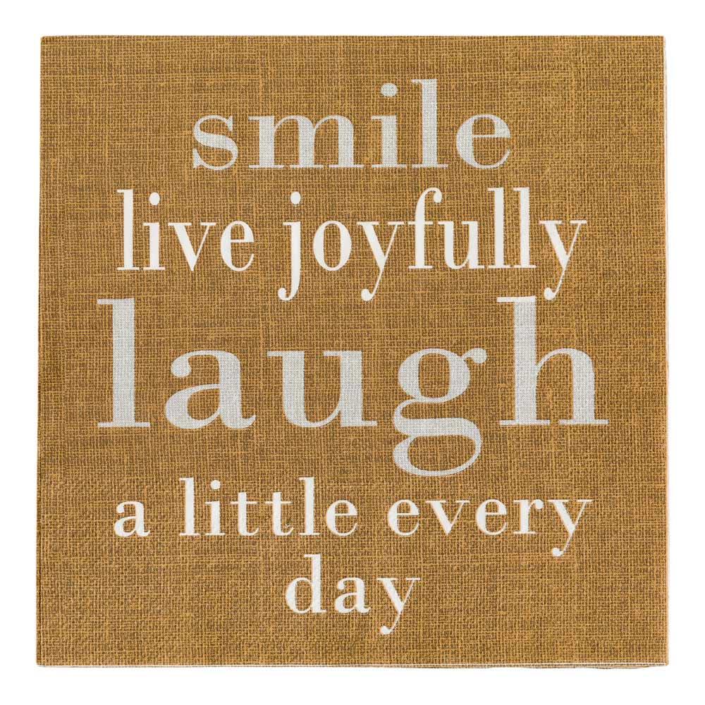 restaurantware Luxenap Brown Paper Luncheon Napkin - Live Joyfully - 13" x 13" - 500 count box