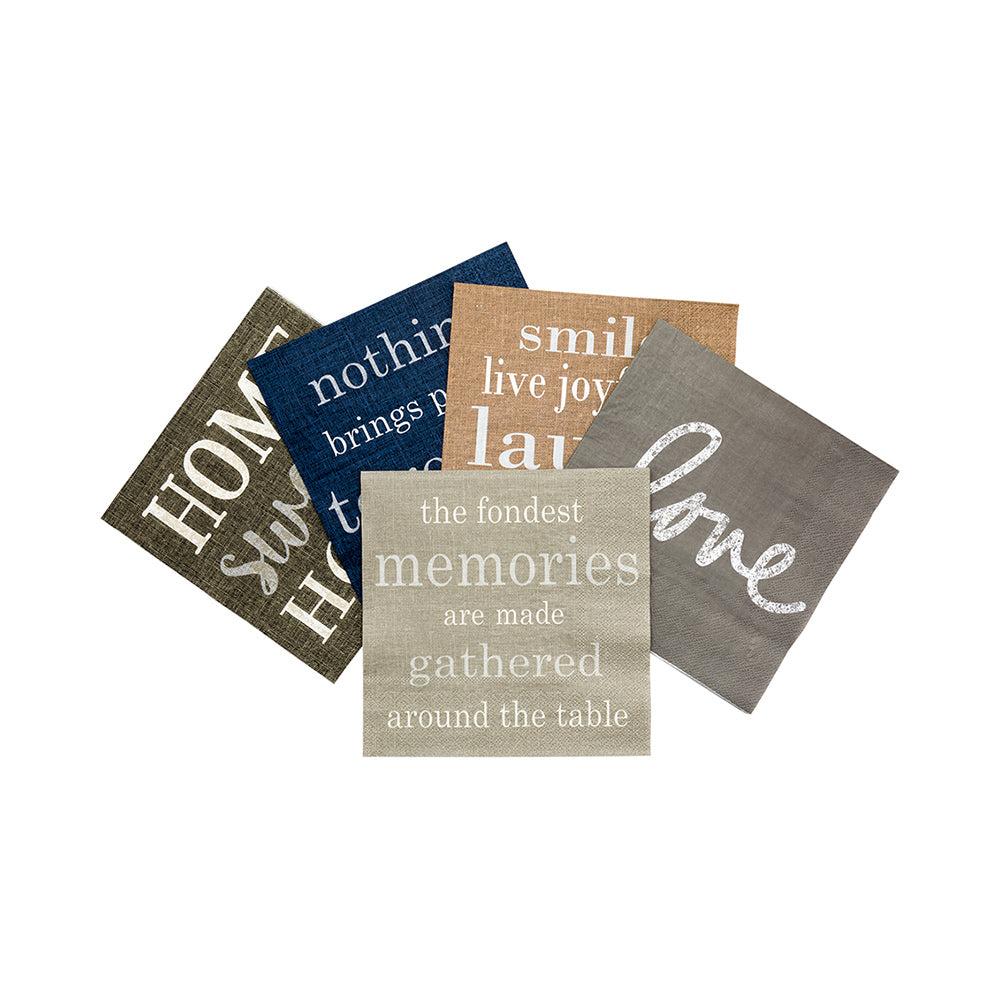 restaurantware Luxenap Gray Paper Luncheon Napkin - Fondest Memories - 13" x 13" - 500 count box