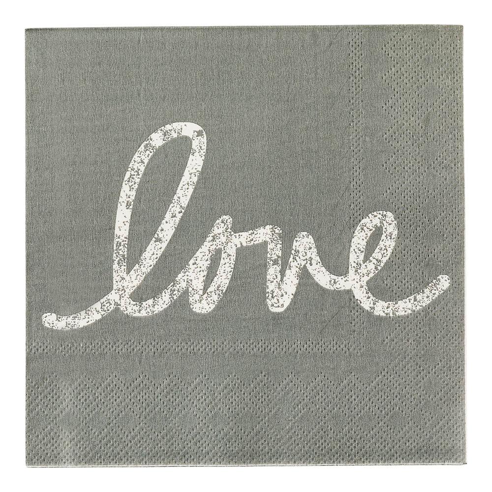 restaurantware Luxenap Gray Paper Luncheon Napkin - Love Script - 13" x 13" - 500 count box