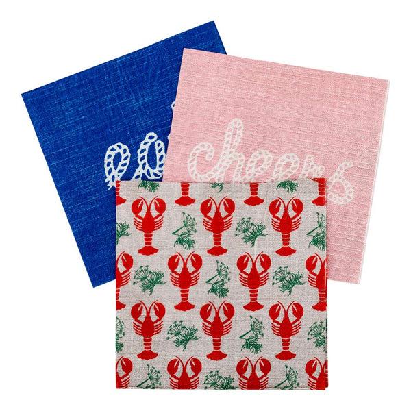 Restaurantware Luxenap Gray Paper Luncheon Napkin - Maine Lobster - 13" X 13" - 500 Count Box