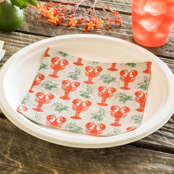 Restaurantware Luxenap Gray Paper Luncheon Napkin - Maine Lobster - 13" X 13" - 500 Count Box