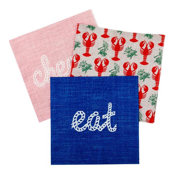 Restaurantware Luxenap Navy Paper Luncheon Napkin - Eat Rope Script - 13" X 13" - 500 Count Box