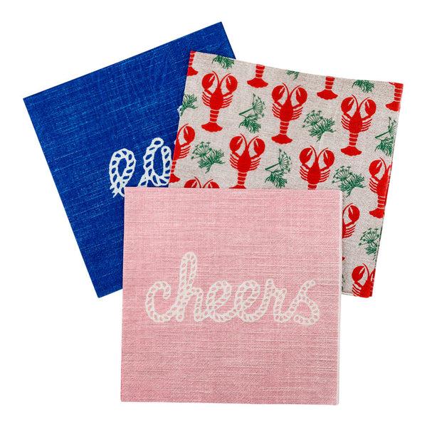 Restaurantware Luxenap Pink Paper Luncheon Napkin - Cheers Rope Script - 13" X 13" - 500 Count Box