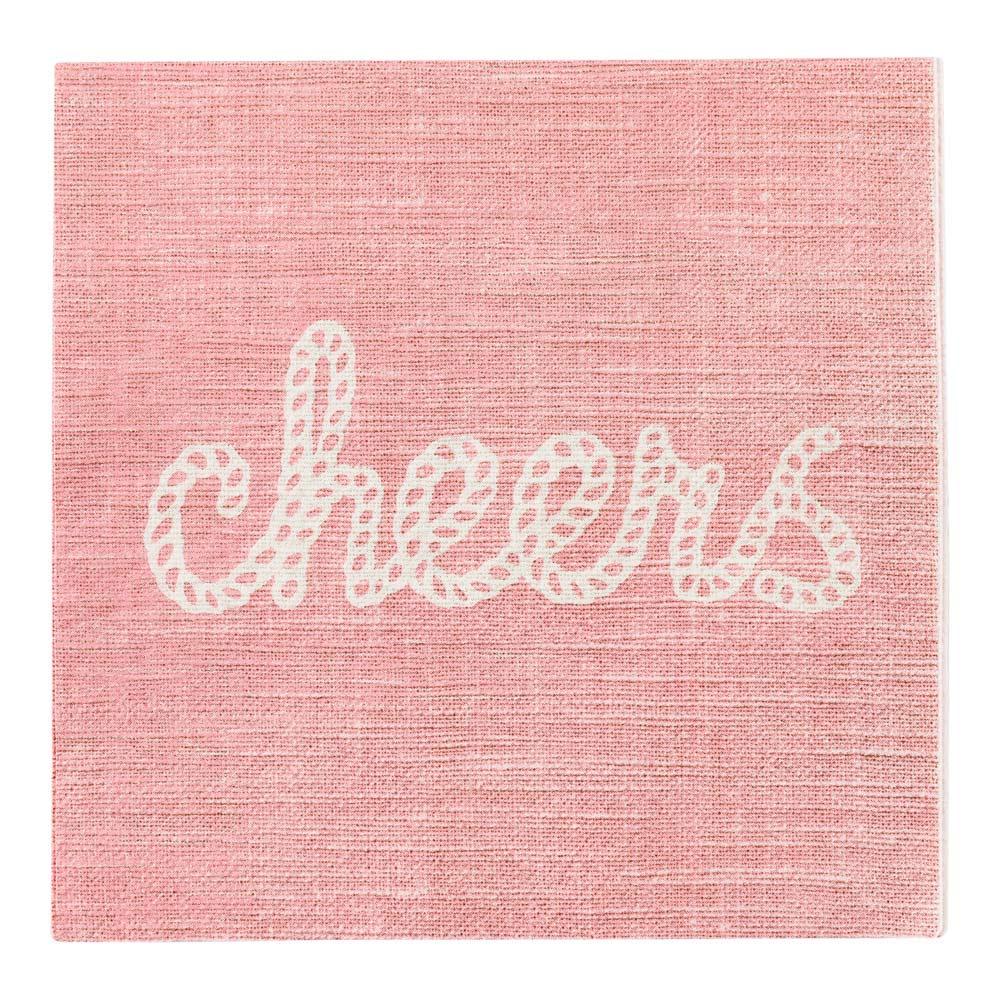 restaurantware Luxenap Pink Paper Luncheon Napkin - Cheers Rope Script - 13" x 13" - 500 count box