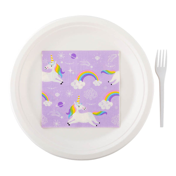 Restaurantware Luxenap Purple Paper Luncheon Napkin - Magical Unicorn - 13" X 13" - 500 Count Box
