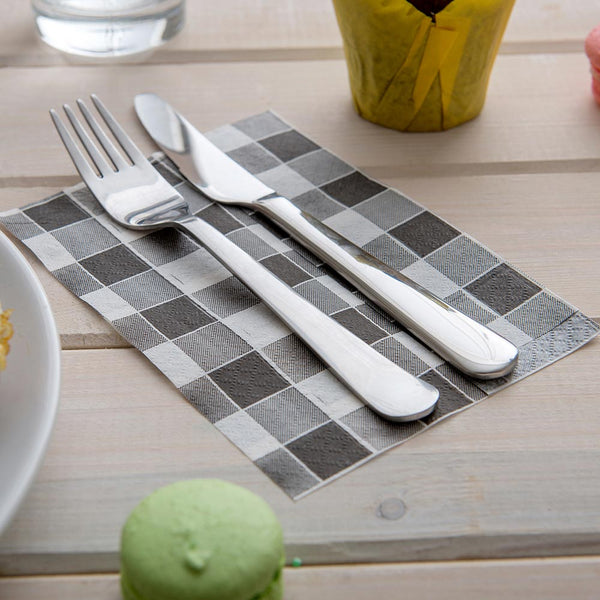 Restaurantware Luxenap Rectangle Black Paper Napkin - Picnic Print 1-Ply - 7" X 13 1/2" - 7000 Count Box