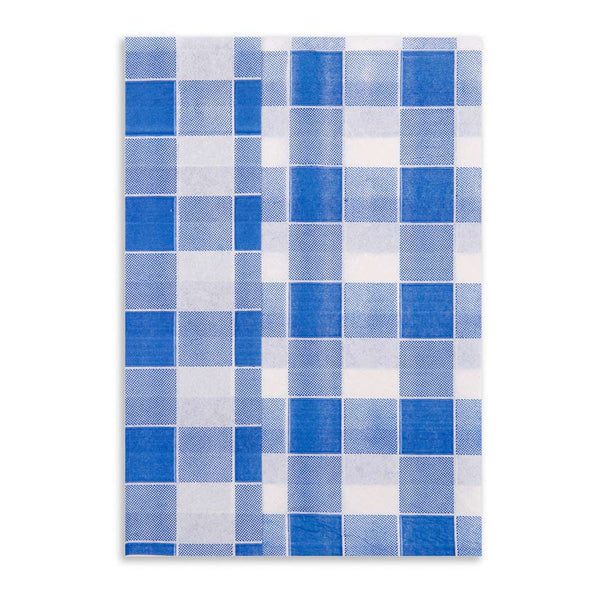 Restaurantware Luxenap Rectangle Blue Paper Napkin - Picnic Print 1-Ply - 7" X 13 1/2" - 7000 Count Box