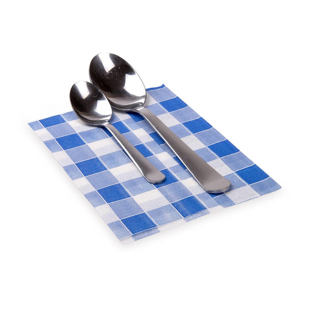 restaurantware Luxenap Rectangle Blue Paper Napkin - Picnic Print 1-Ply - 7" x 13 1/2" - 7000 count box