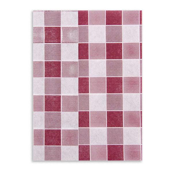 Restaurantware Luxenap Rectangle Bordeaux Paper Napkin - Picnic Print 1-Ply - 7" X 13 1/2" - 7000 Count Box