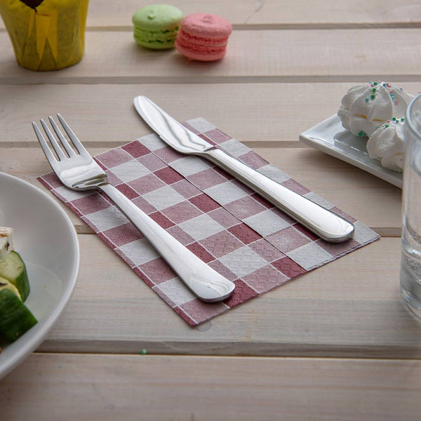 Restaurantware Luxenap Rectangle Bordeaux Paper Napkin - Picnic Print 1-Ply - 7" X 13 1/2" - 7000 Count Box