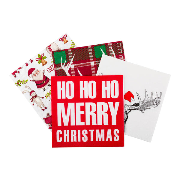 Restaurantware Luxenap Red Paper Luncheon Napkin - Ho Ho Ho - 13" X 13" - 500 Count Box
