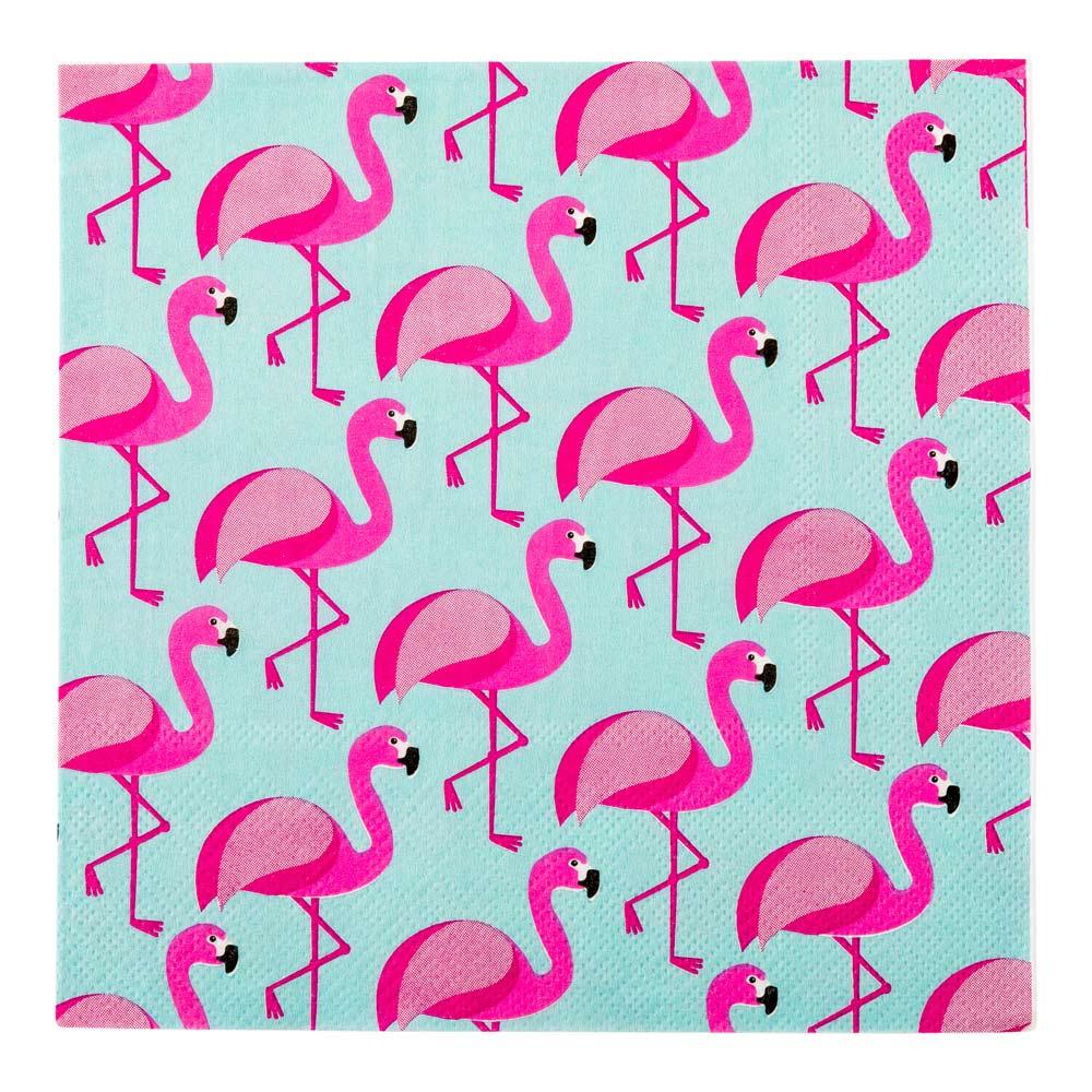restaurantware Luxenap Sky Blue Paper Luncheon Napkin - Florida Flamingo - 13" x 13" - 500 count box