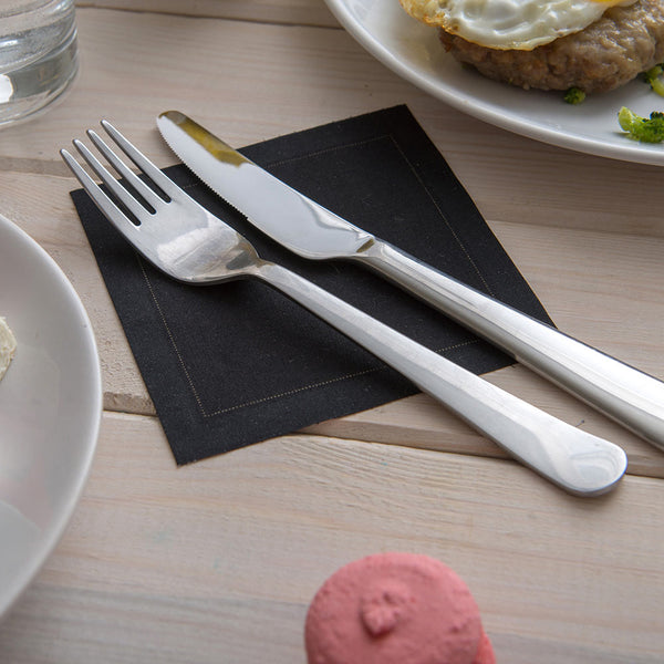 Restaurantware Luxenap Square Black Cotton Cocktail Napkin - Organic Disposable - 4 1/2" X 4 1/2" - 500 Count Box