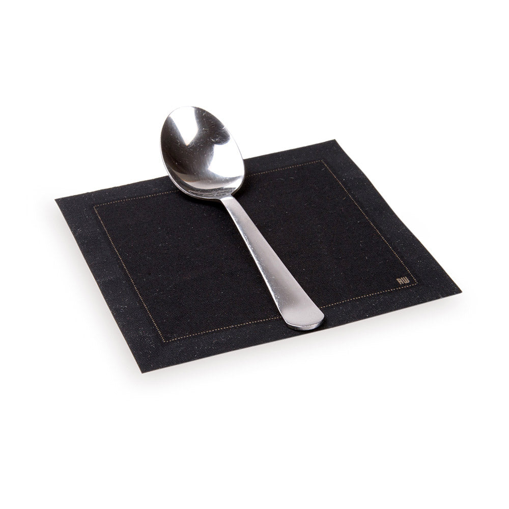 restaurantware Luxenap Square Black Cotton Cocktail Napkin - Organic Disposable - 4 1/2" x 4 1/2" - 500 count box