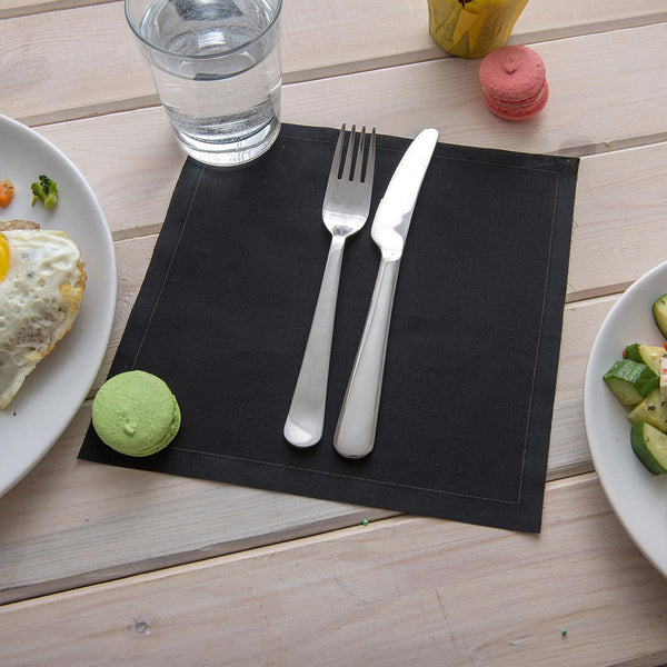Restaurantware Luxenap Square Black Cotton Napkin - Organic Disposable - 8 3/4" X 8 3/4" - 500 Count Box