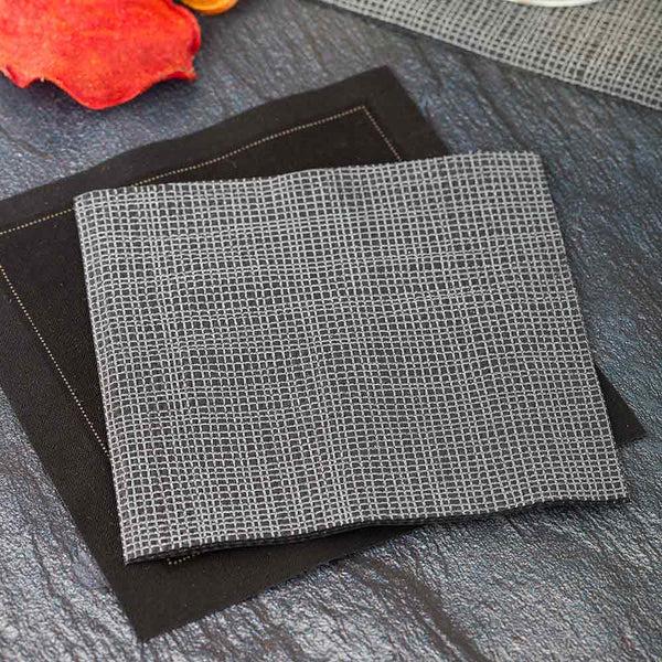 Restaurantware Luxenap Square Black Paper Cocktail Napkin - Micropoint 2-Ply With White Threads - 7 3/4" X 7 3/4" - 4800 Count Box