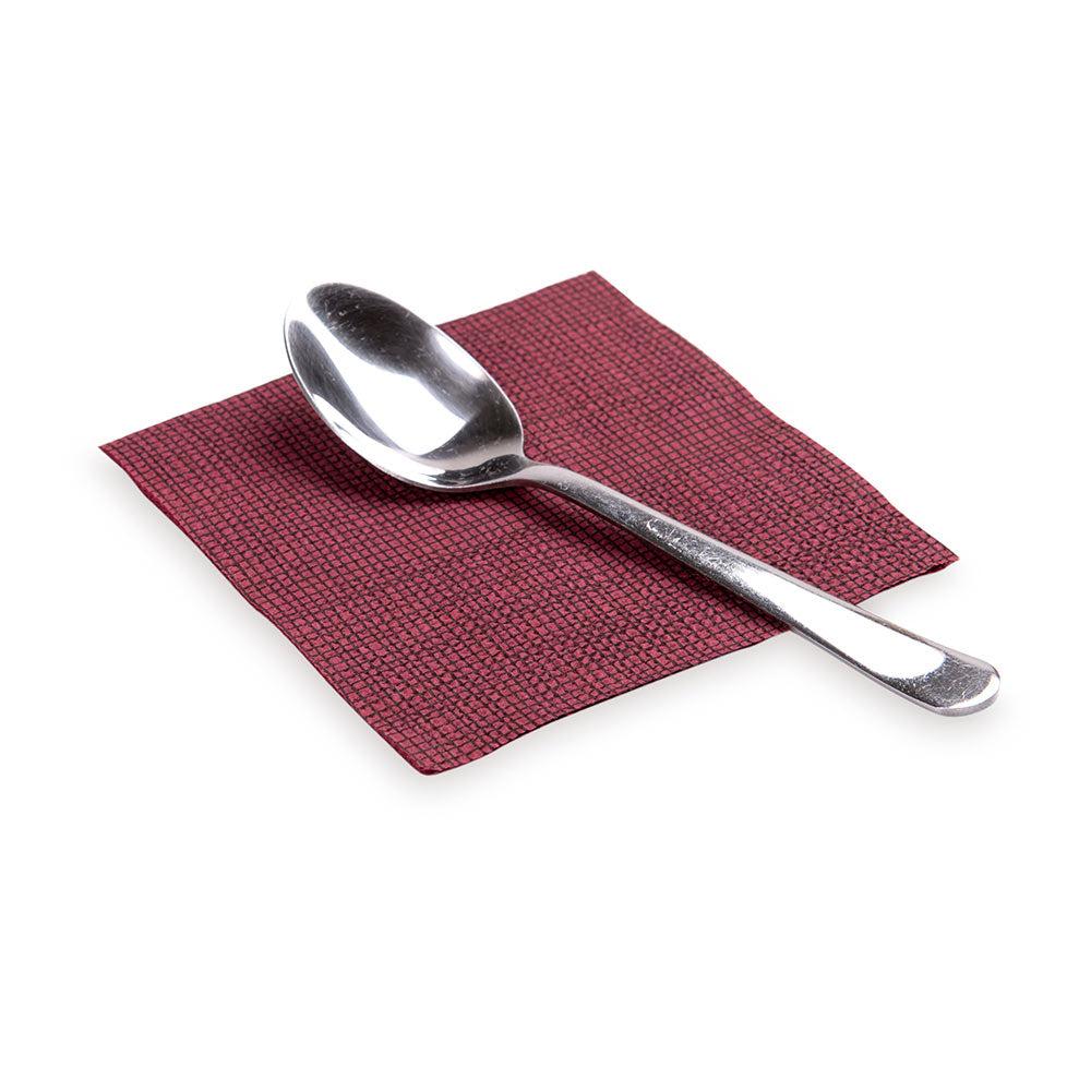 restaurantware Luxenap Square Bordeaux Paper Cocktail Napkin - Micropoint 2-Ply with Black Threads - 7 3/4" x 7 3/4" - 4800 count box