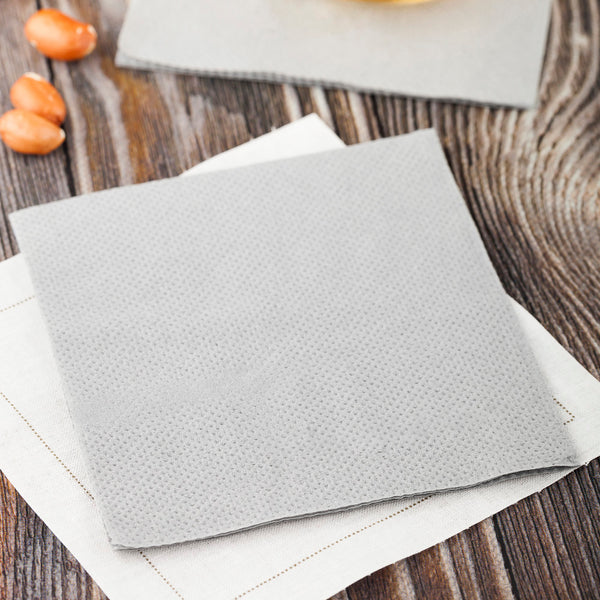 Restaurantware Luxenap Square Gray Paper Cocktail Napkin - Micropoint 2-Ply - 7 3/4" X 7 3/4" - 4800 Count Box