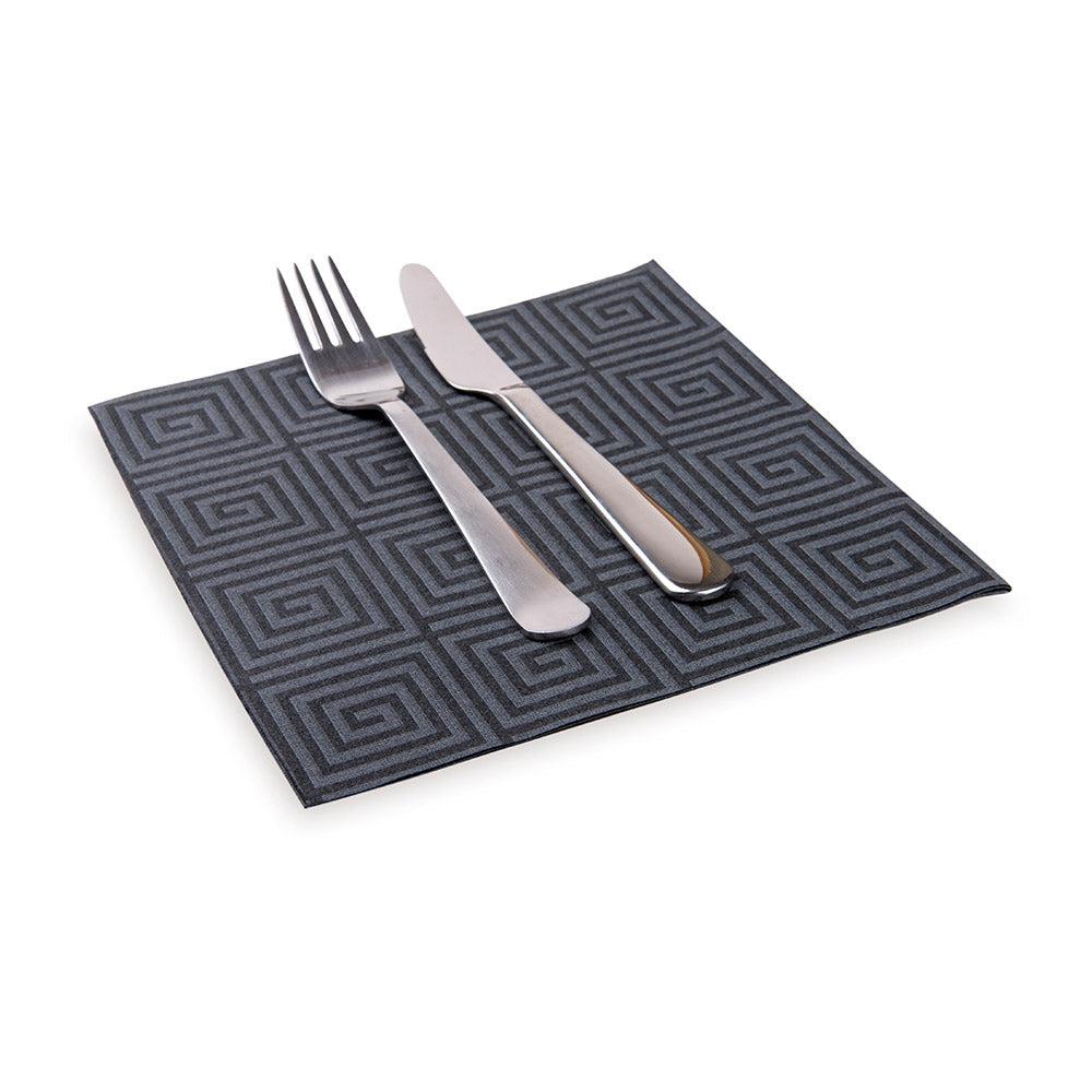 restaurantware Luxenap Square Greco Black Paper Napkin - Air Laid - 15 3/4" x 15 3/4" - 600 count box