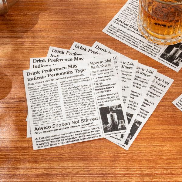 Restaurantware Luxenap Square Newsprint Cotton Cocktail Napkin - Organic Disposable - 4 1/2" X 4 1/2" - 500 Count Box