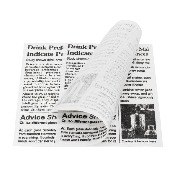 Restaurantware Luxenap Square Newsprint Cotton Cocktail Napkin - Organic Disposable - 4 1/2" X 4 1/2" - 500 Count Box