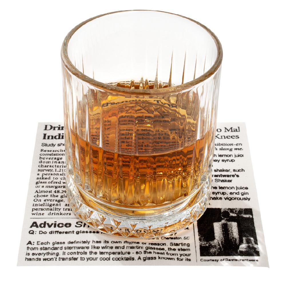 restaurantware Luxenap Square Newsprint Cotton Cocktail Napkin - Organic Disposable - 4 1/2" x 4 1/2" - 500 count box