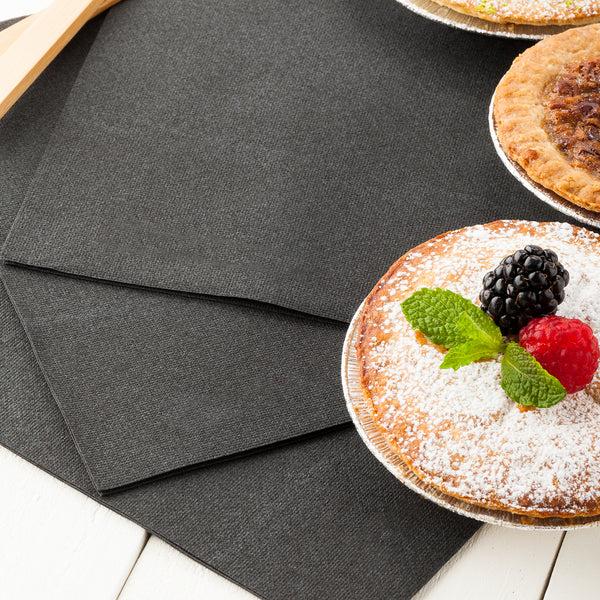 Restaurantware Luxenap Square Pure Black Paper Napkin - Air Laid - 15 3/4" X 15 3/4" - 600 Count Box