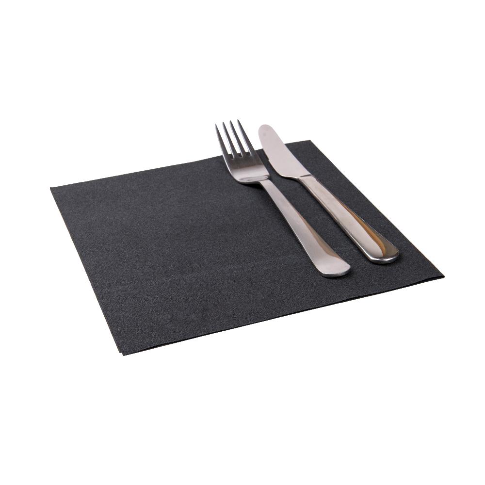 restaurantware Luxenap Square Pure Black Paper Napkin - Air Laid - 15 3/4" x 15 3/4" - 600 count box