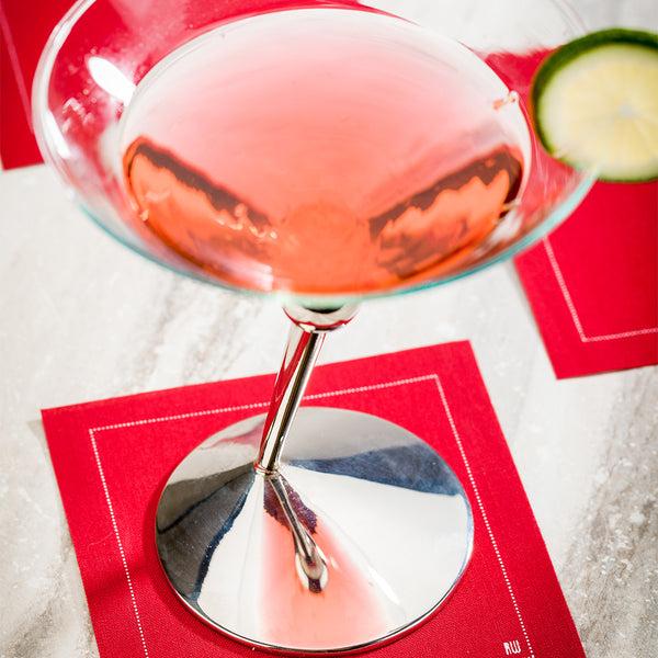 Restaurantware Luxenap Square Red Cotton Cocktail Napkin - Organic Disposable - 4 1/2" X 4 1/2" - 500 Count Box