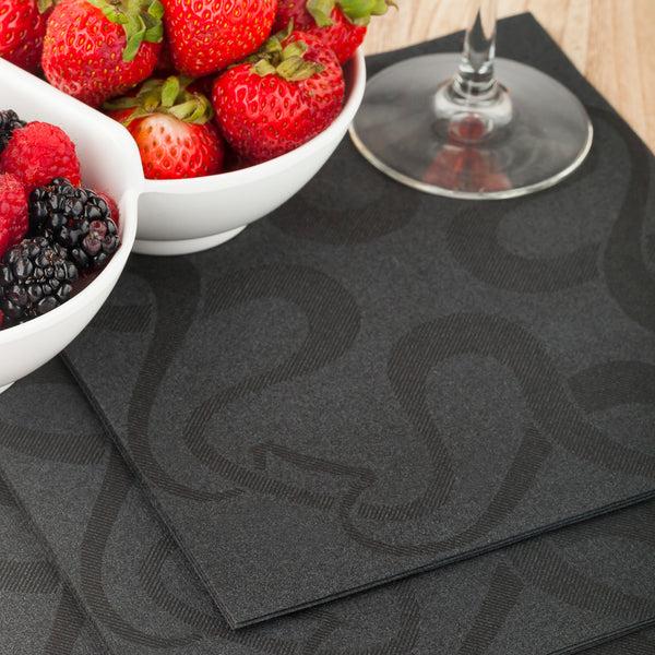 Restaurantware Luxenap Square Vintage Black Paper Napkin - Air Laid - 15 3/4" X 15 3/4" - 600 Count Box
